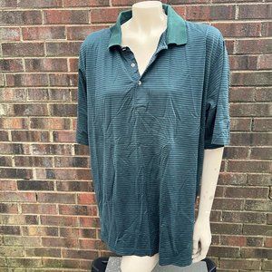 Fairway & Greene Mens green stripped short sleeve cotton polo size XL